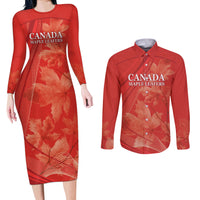 Canada Cricket World Cup 2024 Couples Matching Long Sleeve Bodycon Dress and Long Sleeve Button Shirt Maple Leafers Make Champions LT9 - Wonder Print Shop