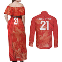Canada Cricket World Cup 2024 Couples Matching Off Shoulder Maxi Dress and Long Sleeve Button Shirt Maple Leafers Make Champions LT9 - Wonder Print Shop