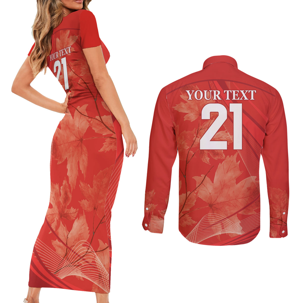 Canada Cricket World Cup 2024 Couples Matching Short Sleeve Bodycon Dress and Long Sleeve Button Shirt Maple Leafers Make Champions LT9 - Wonder Print Shop