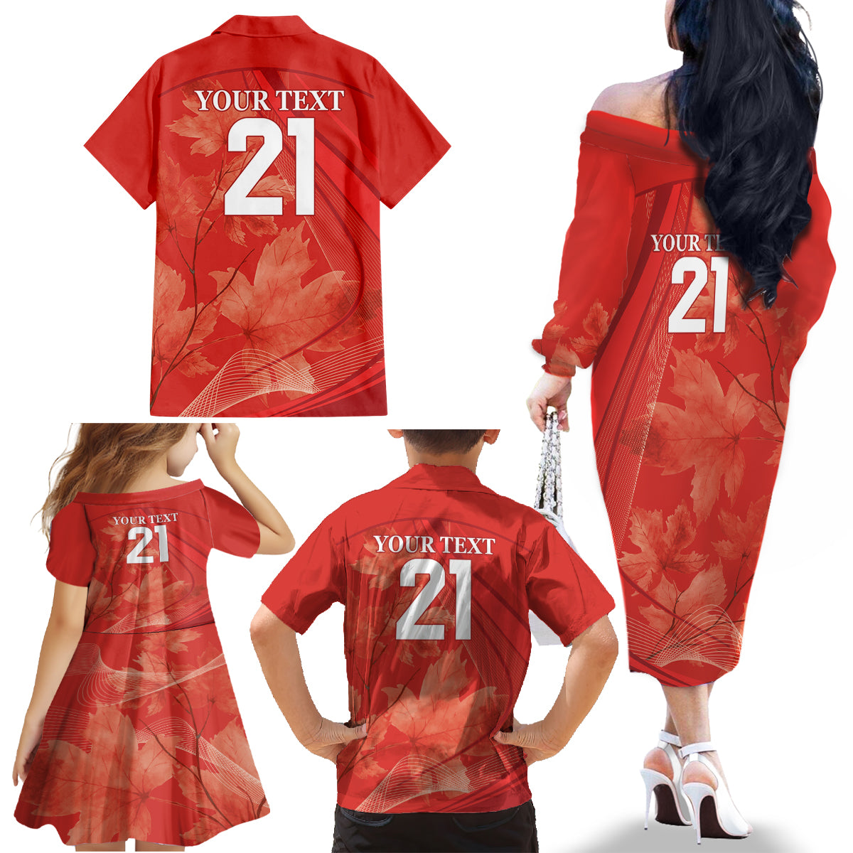 Canada Cricket World Cup 2024 Family Matching Off The Shoulder Long Sleeve Dress and Hawaiian Shirt Maple Leafers Make Champions - Wonder Print Shop