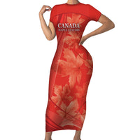 Canada Cricket World Cup 2024 Short Sleeve Bodycon Dress Maple Leafers Make Champions - Wonder Print Shop