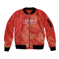 Canada Cricket World Cup 2024 Sleeve Zip Bomber Jacket Maple Leafers Make Champions - Wonder Print Shop