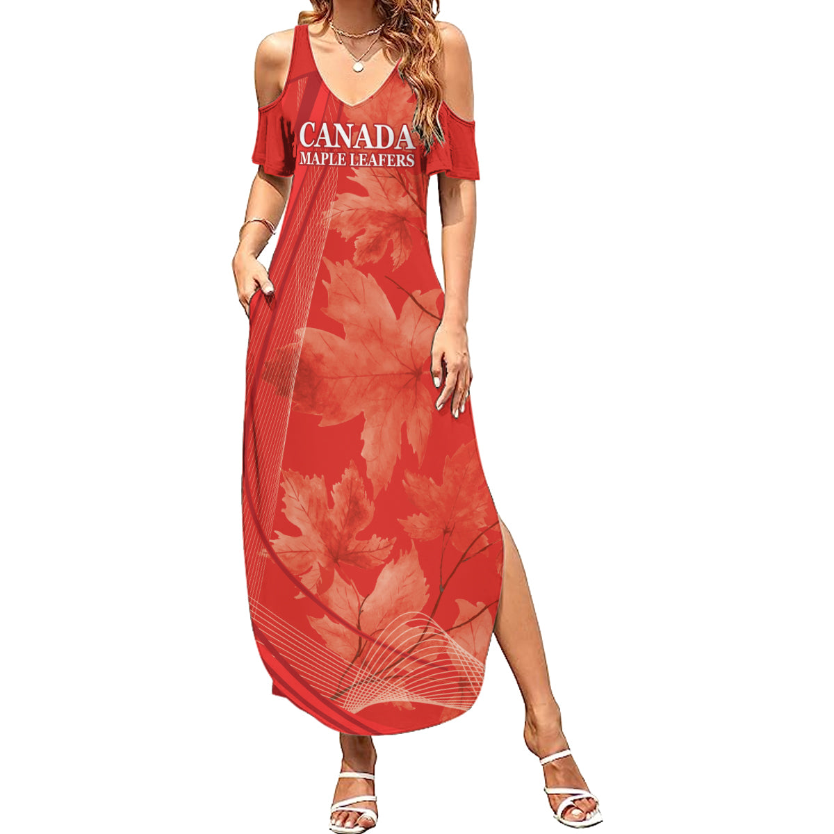 Canada Cricket World Cup 2024 Summer Maxi Dress Maple Leafers Make Champions - Wonder Print Shop