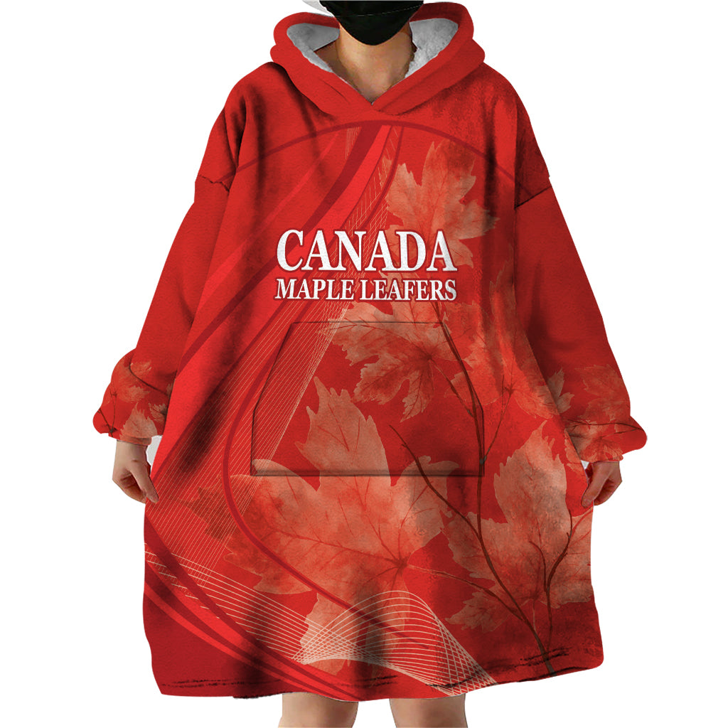 Canada Cricket World Cup 2024 Wearable Blanket Hoodie Maple Leafers Make Champions - Wonder Print Shop