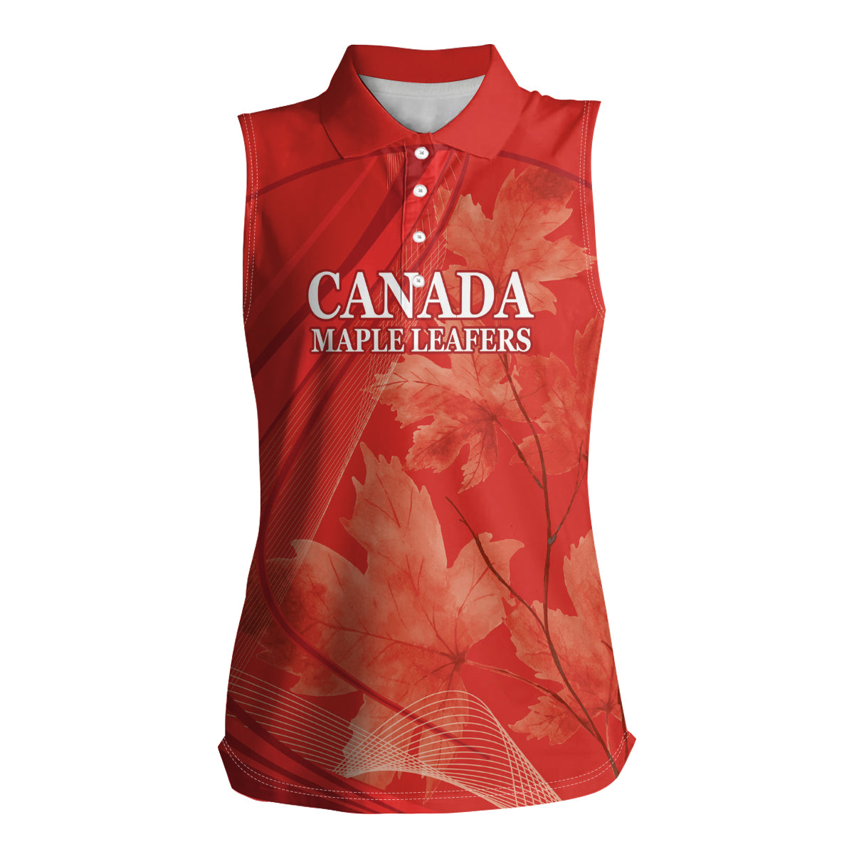 Canada Cricket World Cup 2024 Women Sleeveless Polo Shirt Maple Leafers Make Champions