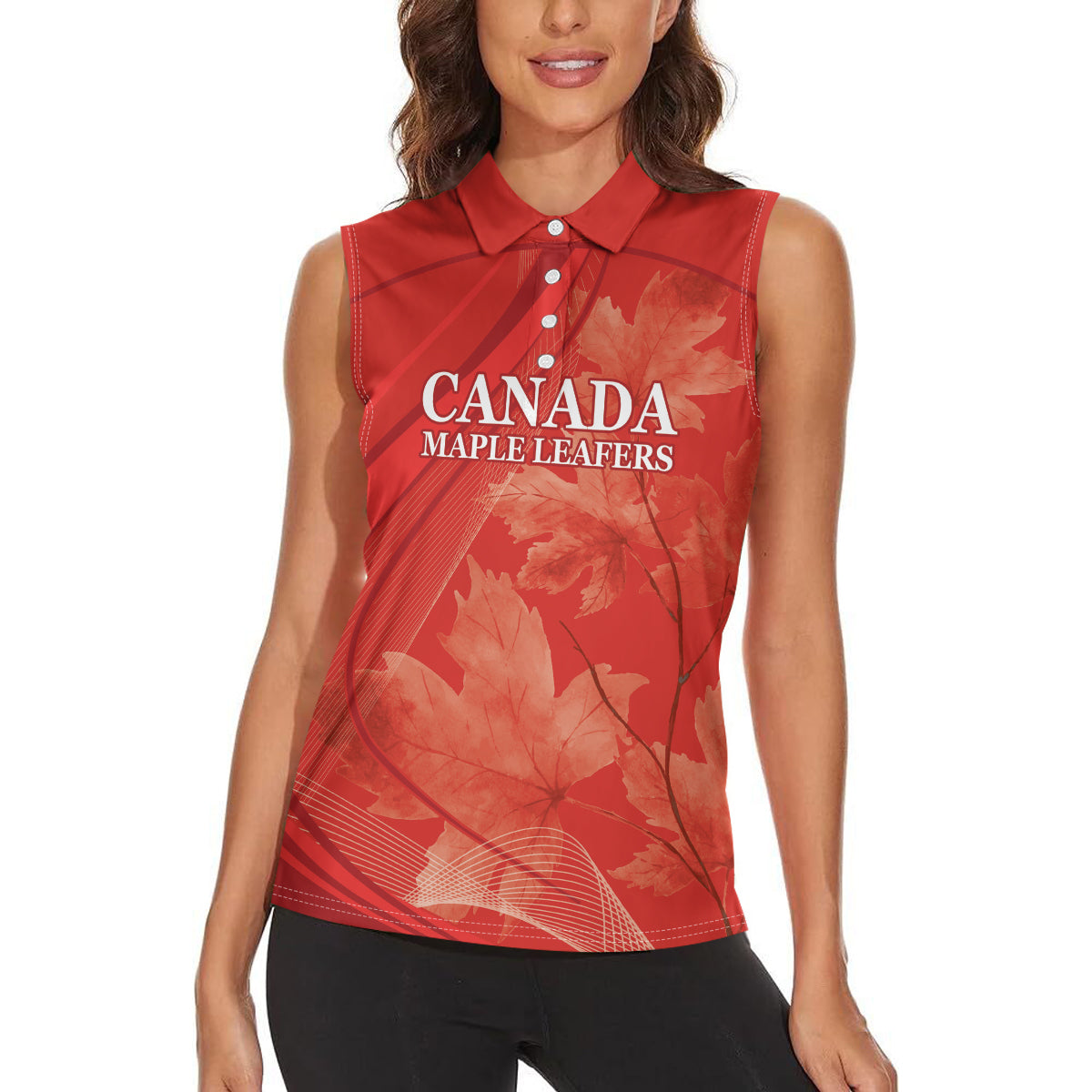 Canada Cricket World Cup 2024 Women Sleeveless Polo Shirt Maple Leafers Make Champions - Wonder Print Shop
