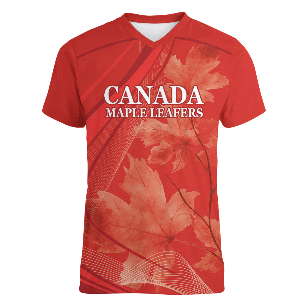 Canada Cricket World Cup 2024 Women V-Neck T-Shirt Maple Leafers Make Champions - Wonder Print Shop