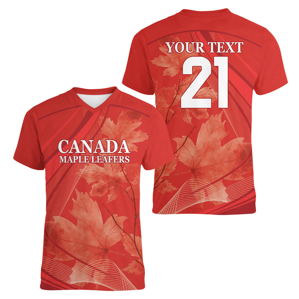 Canada Cricket World Cup 2024 Women V-Neck T-Shirt Maple Leafers Make Champions - Wonder Print Shop