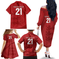 England Cricket World Cup 2024 Family Matching Off The Shoulder Long Sleeve Dress and Hawaiian Shirt Tri Lions Make Champions - Wonder Print Shop