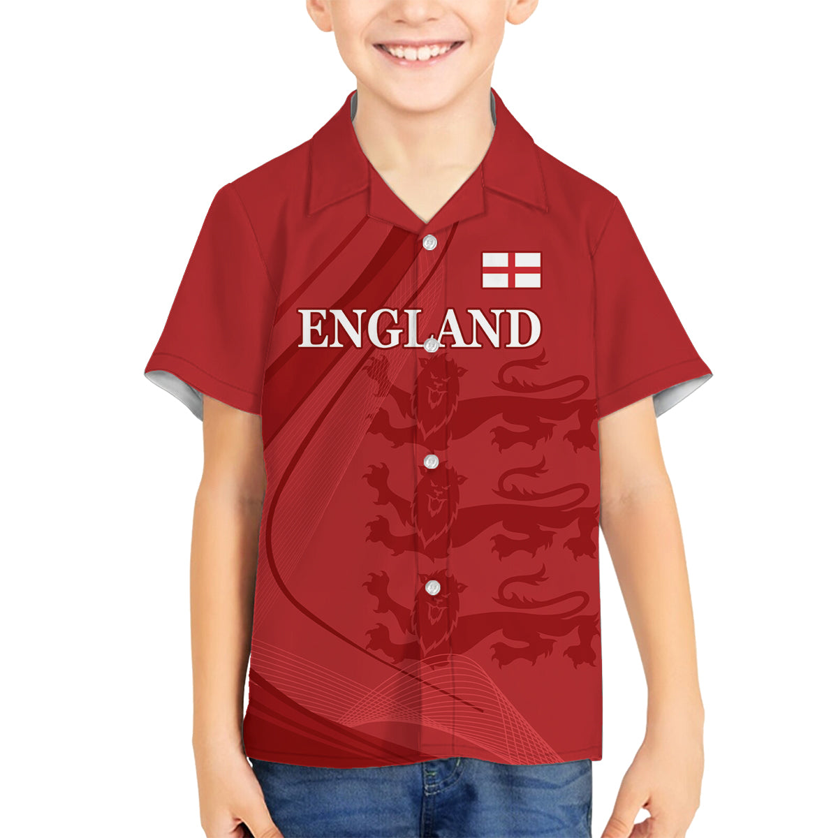 England Cricket World Cup 2024 Family Matching Off The Shoulder Long Sleeve Dress and Hawaiian Shirt Tri Lions Make Champions - Wonder Print Shop