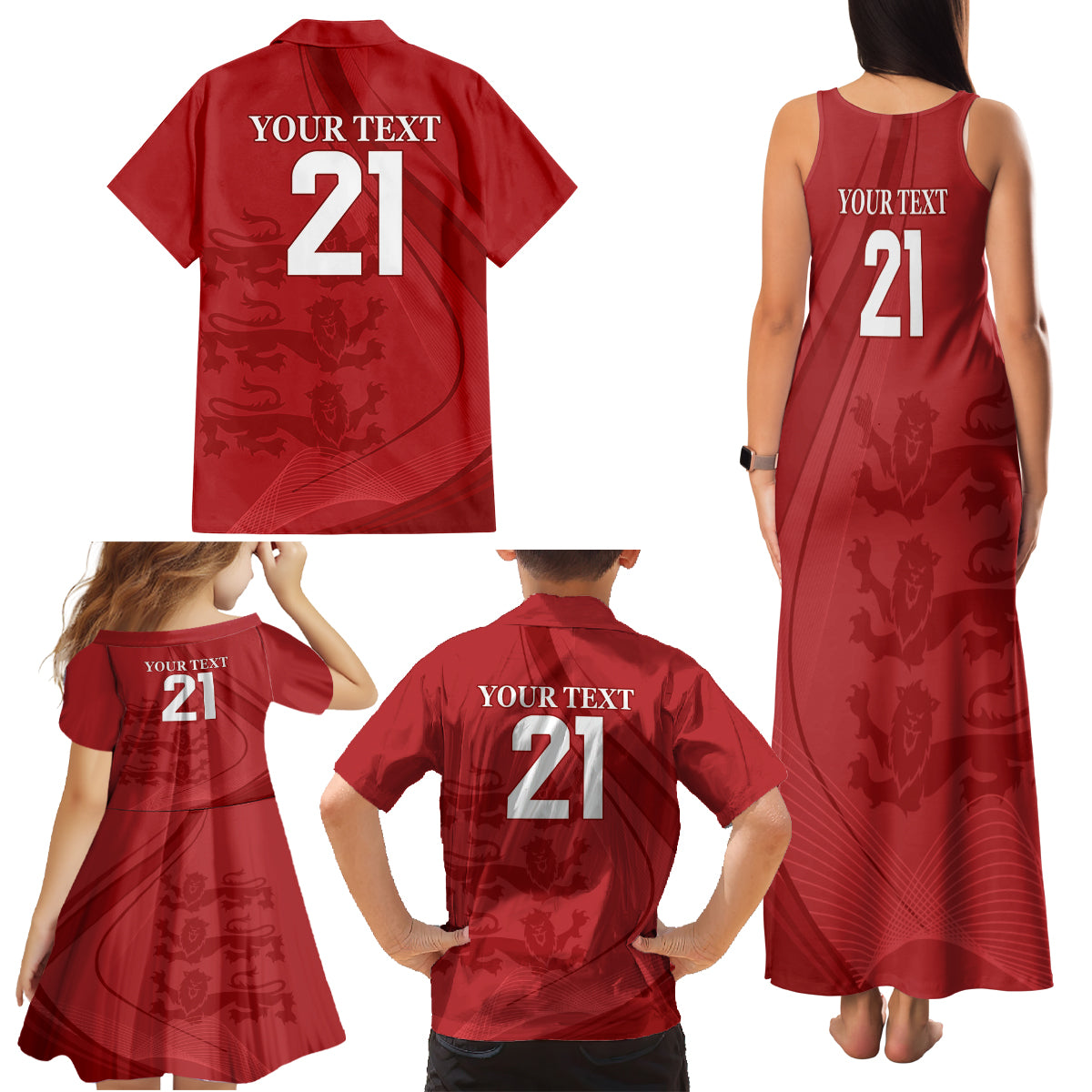 England Cricket World Cup 2024 Family Matching Tank Maxi Dress and Hawaiian Shirt Tri Lions Make Champions - Wonder Print Shop