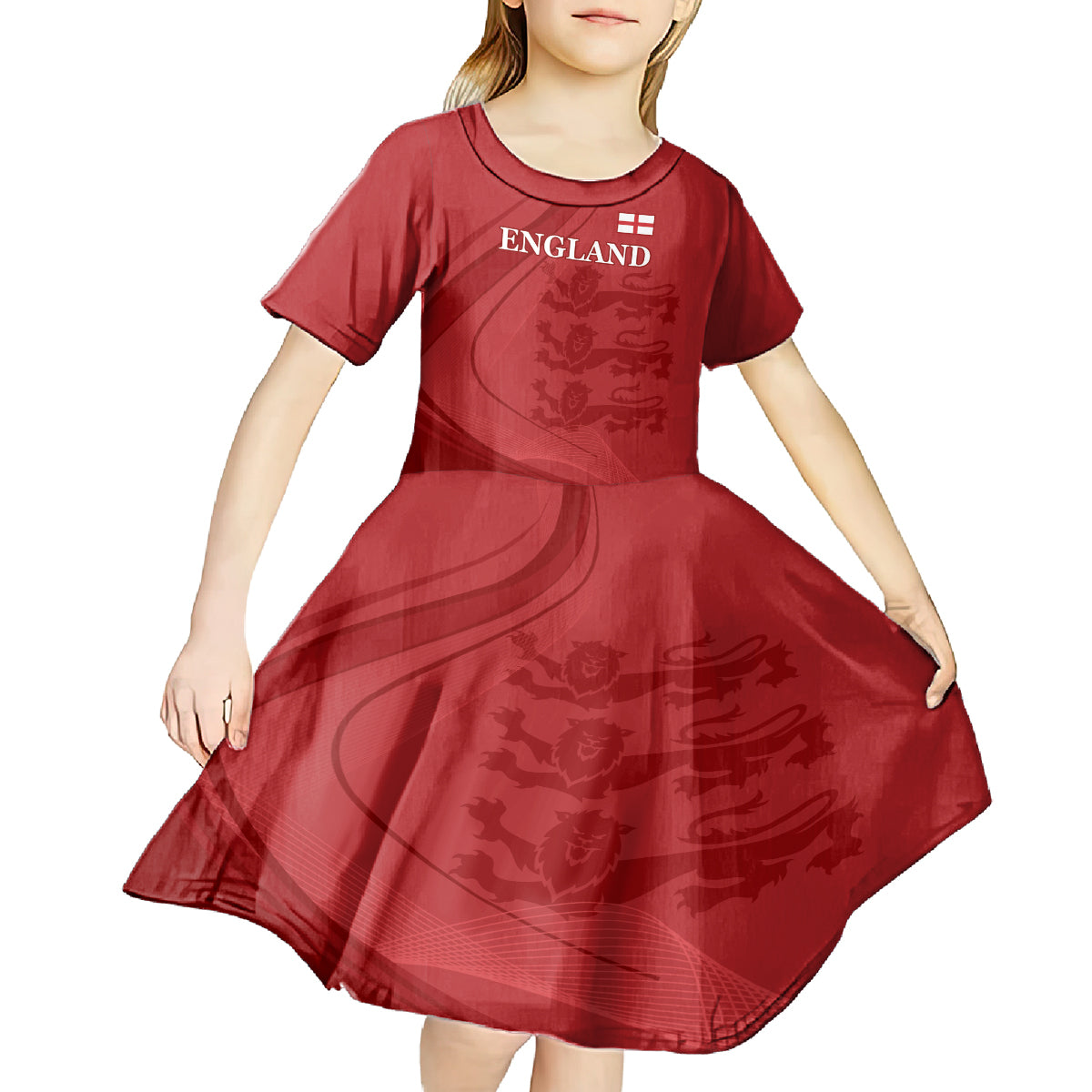 England Cricket World Cup 2024 Kid Short Sleeve Dress Tri Lions Make Champions - Wonder Print Shop