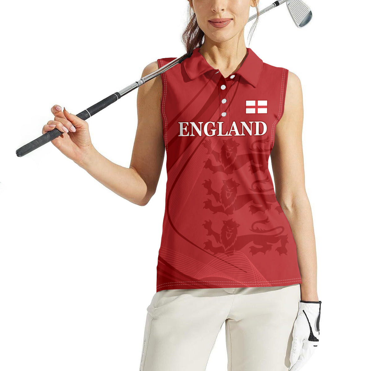 England Cricket World Cup 2024 Women Sleeveless Polo Shirt Tri Lions Make Champions - Wonder Print Shop