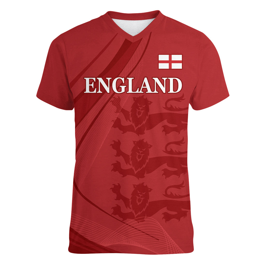England Cricket World Cup 2024 Women V-Neck T-Shirt Tri Lions Make Champions - Wonder Print Shop