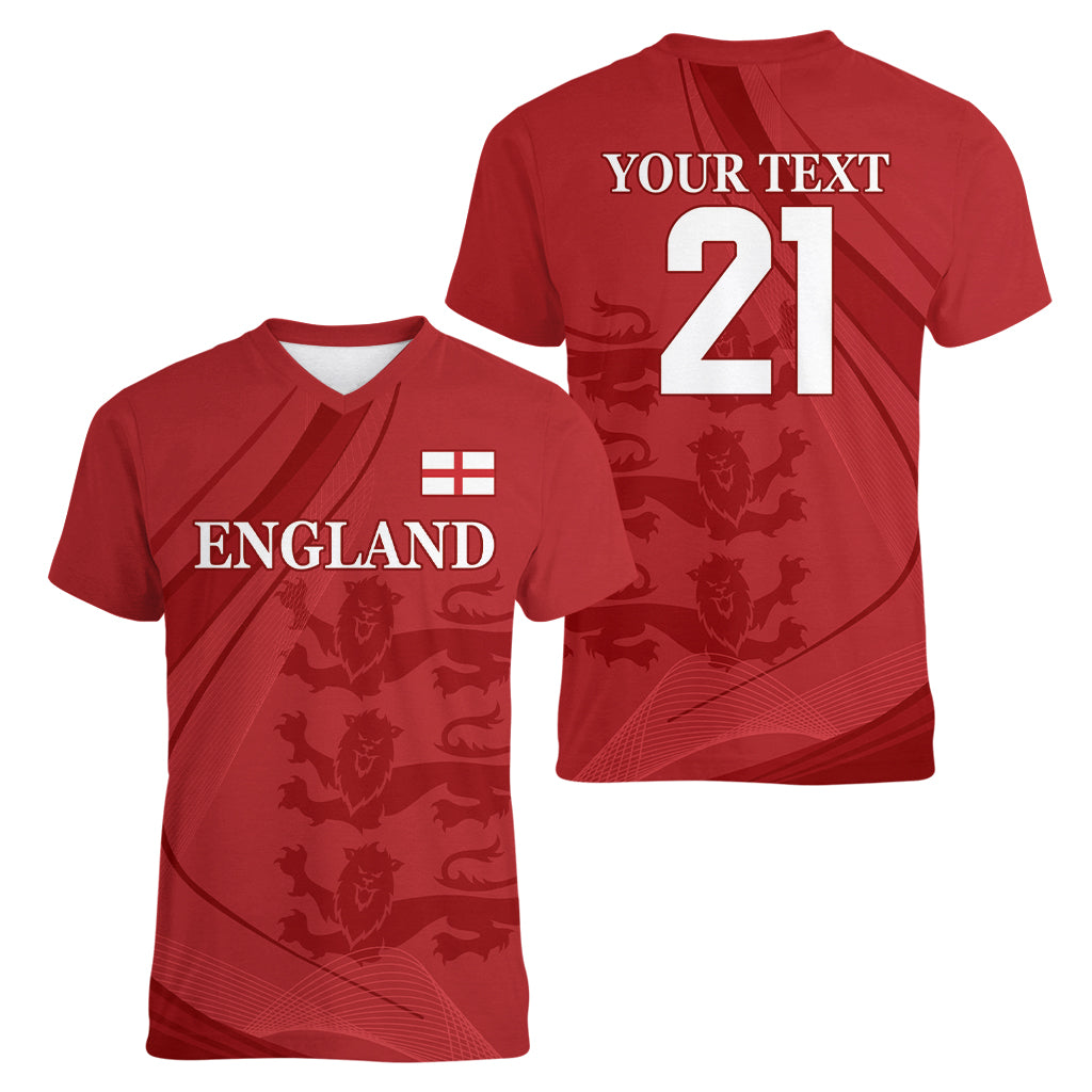 England Cricket World Cup 2024 Women V-Neck T-Shirt Tri Lions Make Champions - Wonder Print Shop