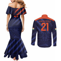 India Cricket World Cup 2024 Couples Matching Mermaid Dress and Long Sleeve Button Shirt Men In Blue Make Champions