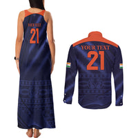 India Cricket World Cup 2024 Couples Matching Tank Maxi Dress and Long Sleeve Button Shirt Men In Blue Make Champions LT9 - Wonder Print Shop