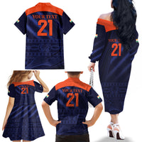 India Cricket World Cup 2024 Family Matching Off The Shoulder Long Sleeve Dress and Hawaiian Shirt Men In Blue Make Champions - Wonder Print Shop