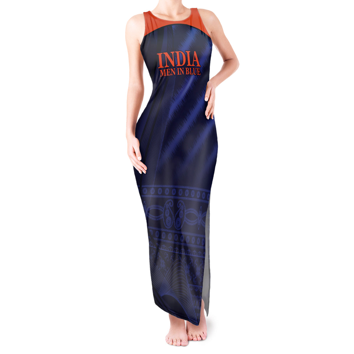 India Cricket World Cup 2024 Tank Maxi Dress Men In Blue Make Champions - Wonder Print Shop