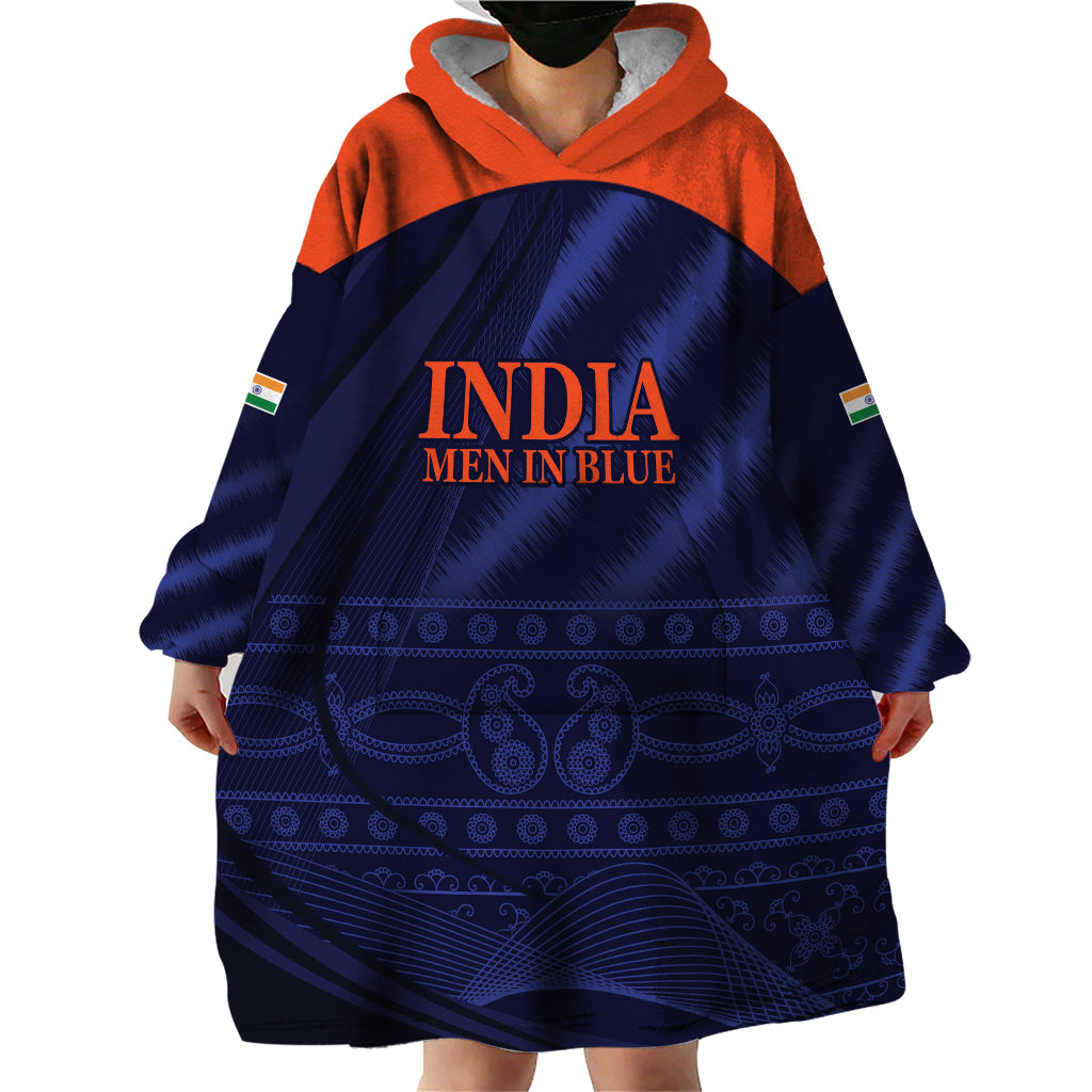 India Cricket World Cup 2024 Wearable Blanket Hoodie Men In Blue Make Champions - Wonder Print Shop