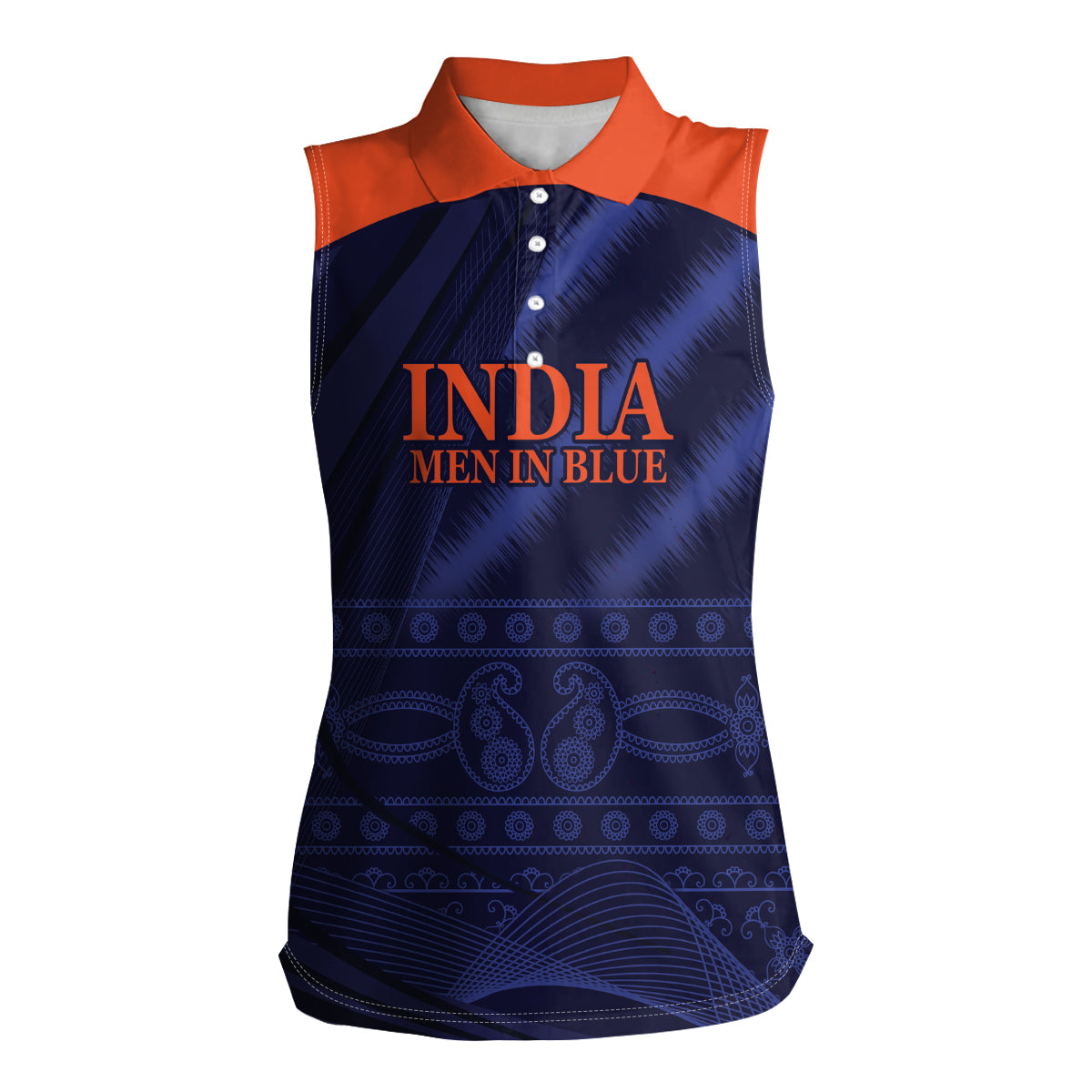 India Cricket World Cup 2024 Women Sleeveless Polo Shirt Men In Blue Make Champions - Wonder Print Shop
