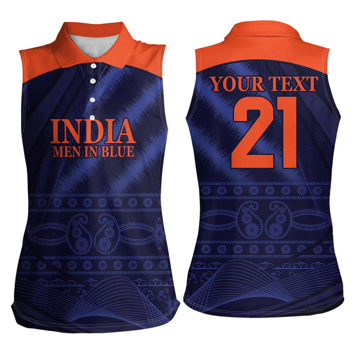 India Cricket World Cup 2024 Women Sleeveless Polo Shirt Men In Blue Make Champions - Wonder Print Shop