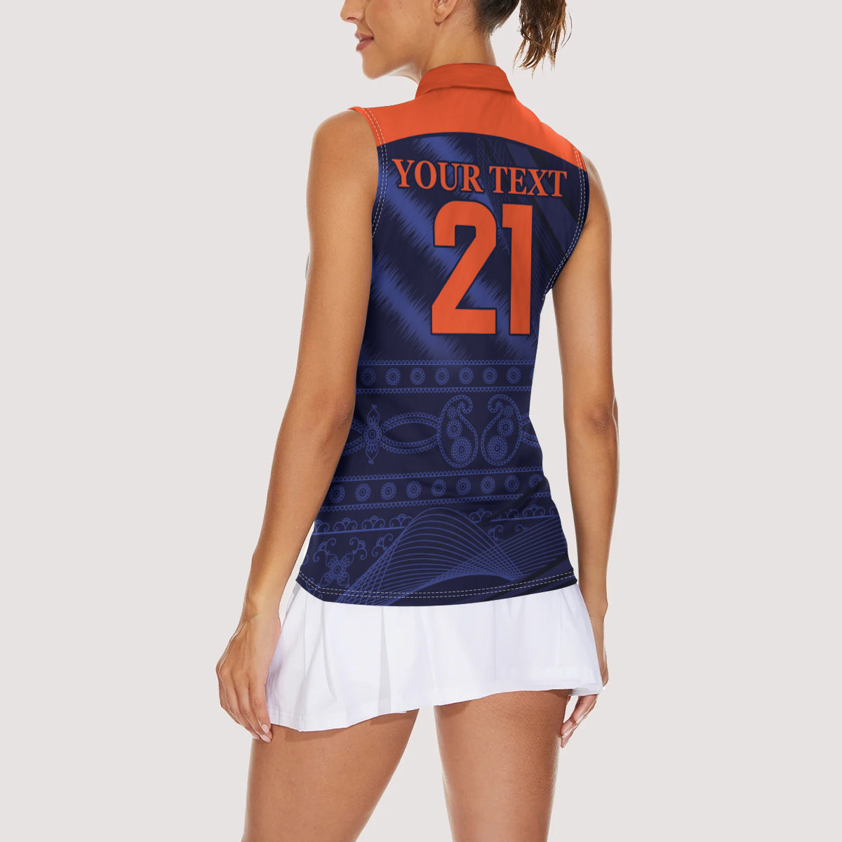 India Cricket World Cup 2024 Women Sleeveless Polo Shirt Men In Blue Make Champions - Wonder Print Shop