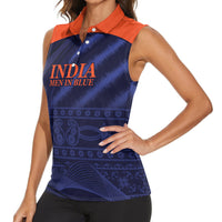 India Cricket World Cup 2024 Women Sleeveless Polo Shirt Men In Blue Make Champions - Wonder Print Shop