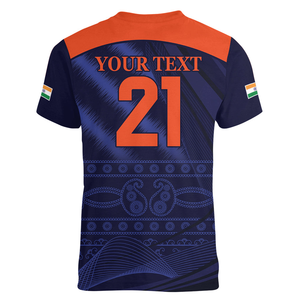India Cricket World Cup 2024 Women V-Neck T-Shirt Men In Blue Make Champions - Wonder Print Shop