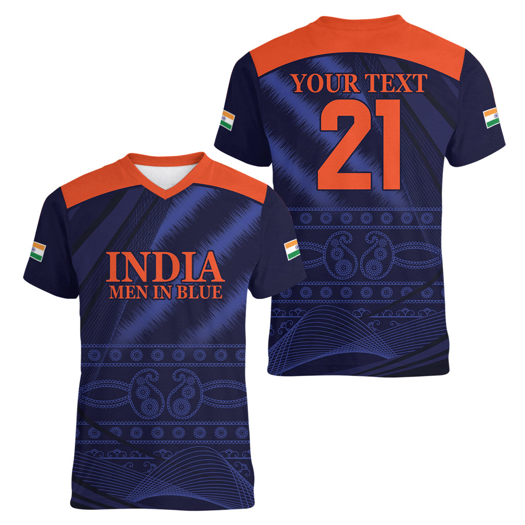 India Cricket World Cup 2024 Women V-Neck T-Shirt Men In Blue Make Champions - Wonder Print Shop