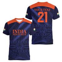 India Cricket World Cup 2024 Women V-Neck T-Shirt Men In Blue Make Champions - Wonder Print Shop