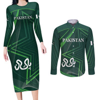 Pakistan Cricket World Cup 2024 Couples Matching Long Sleeve Bodycon Dress and Long Sleeve Button Shirt Shaheens Make Champions LT9 - Wonder Print Shop