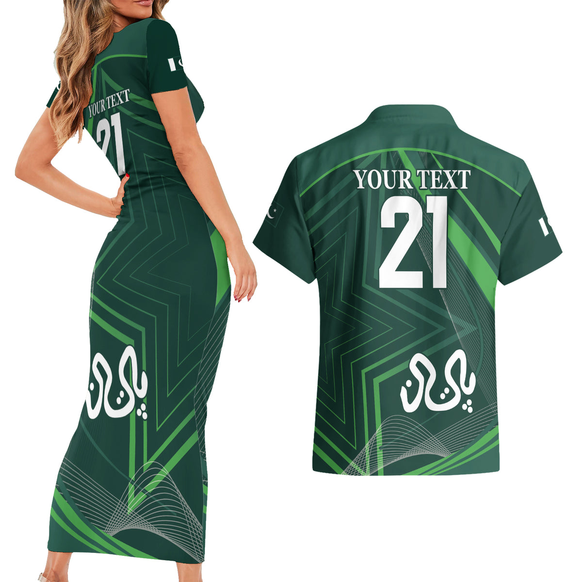 Pakistan Cricket World Cup 2024 Couples Matching Short Sleeve Bodycon Dress and Hawaiian Shirt Shaheens Make Champions LT9 - Wonder Print Shop
