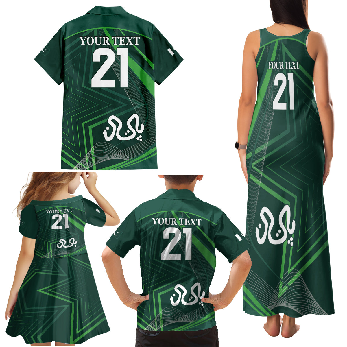 Pakistan Cricket World Cup 2024 Family Matching Tank Maxi Dress and Hawaiian Shirt Shaheens Make Champions - Wonder Print Shop