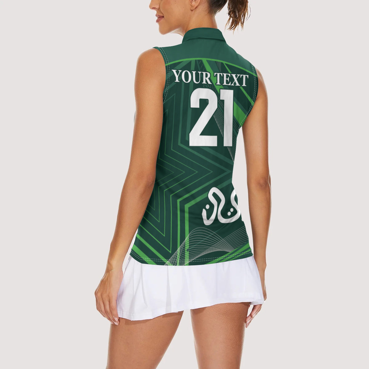 Pakistan Cricket World Cup 2024 Women Sleeveless Polo Shirt Shaheens Make Champions - Wonder Print Shop