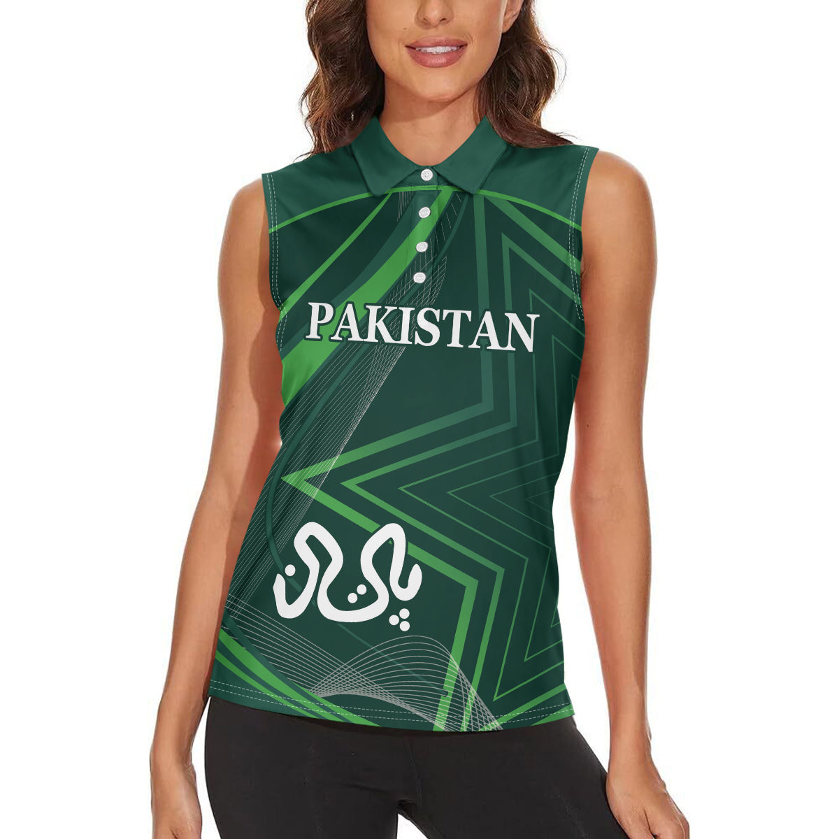 Pakistan Cricket World Cup 2024 Women Sleeveless Polo Shirt Shaheens Make Champions - Wonder Print Shop