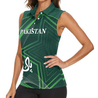 Pakistan Cricket World Cup 2024 Women Sleeveless Polo Shirt Shaheens Make Champions - Wonder Print Shop