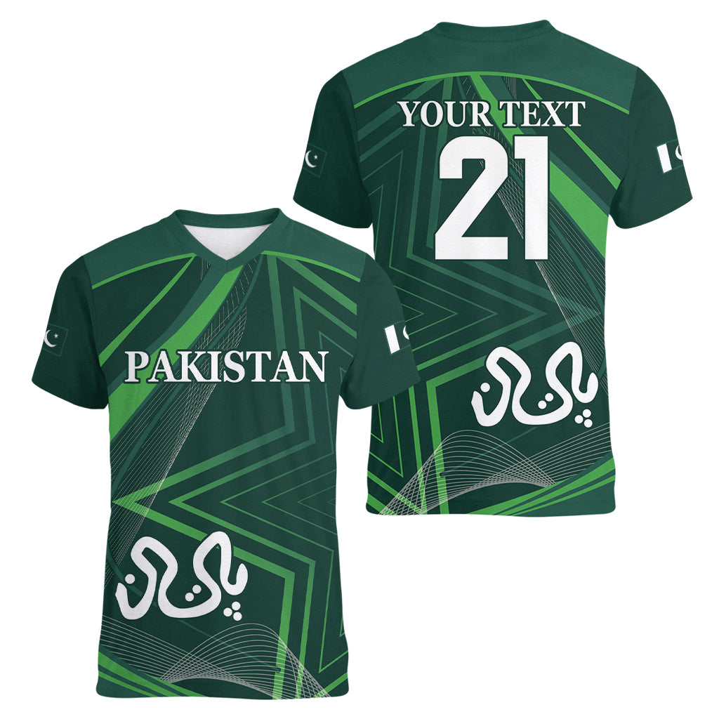 Pakistan Cricket World Cup 2024 Women V-Neck T-Shirt Shaheens Make Champions - Wonder Print Shop