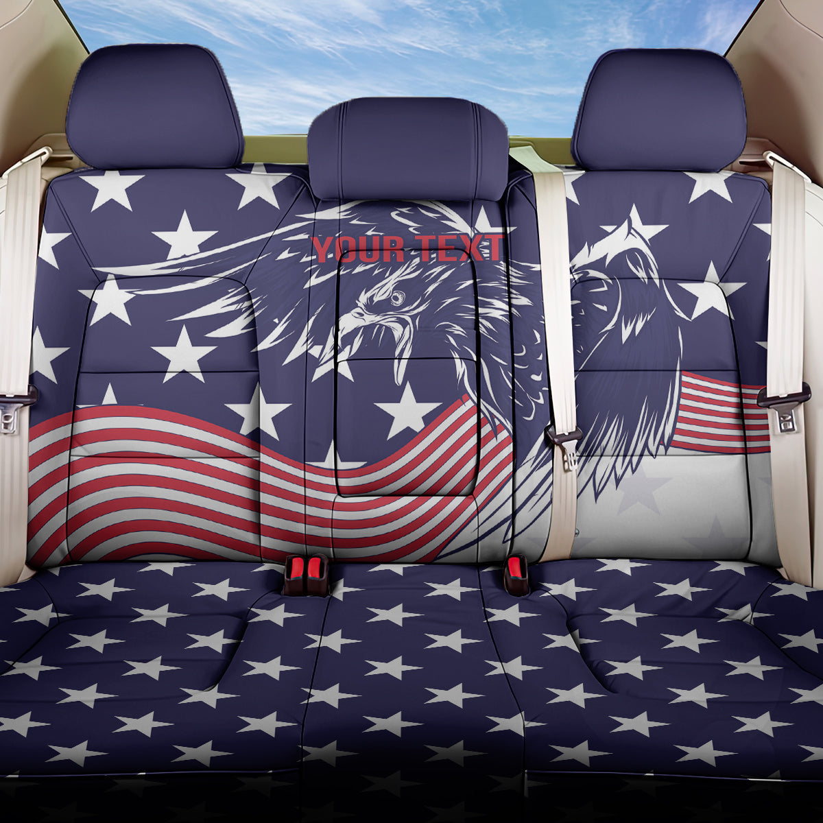 United States Cricket World Cup 2024 Back Car Seat Cover USA Badge Eagle Make Champions