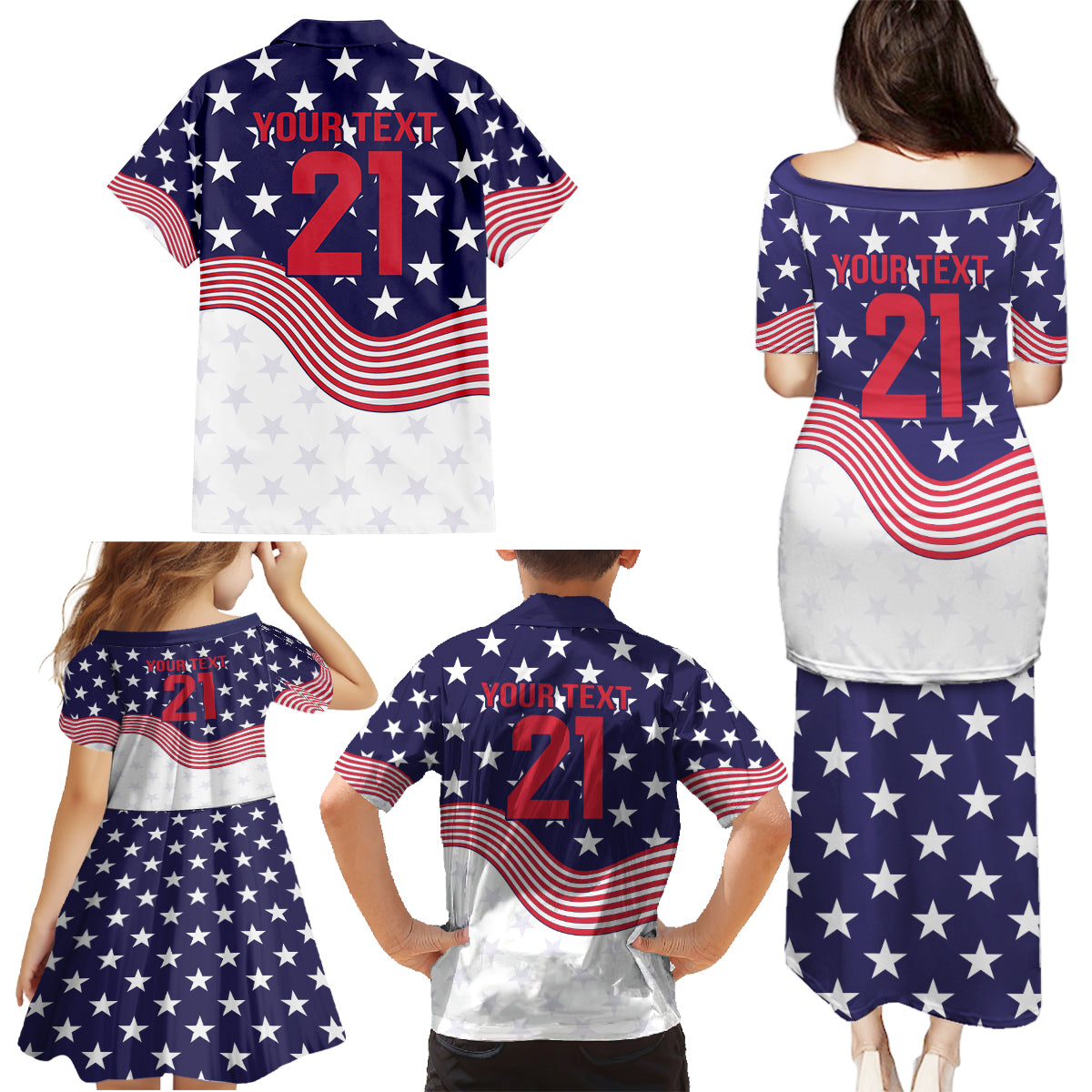 United States Cricket World Cup 2024 Family Matching Puletasi and Hawaiian Shirt USA Badge Eagle Make Champions - Wonder Print Shop