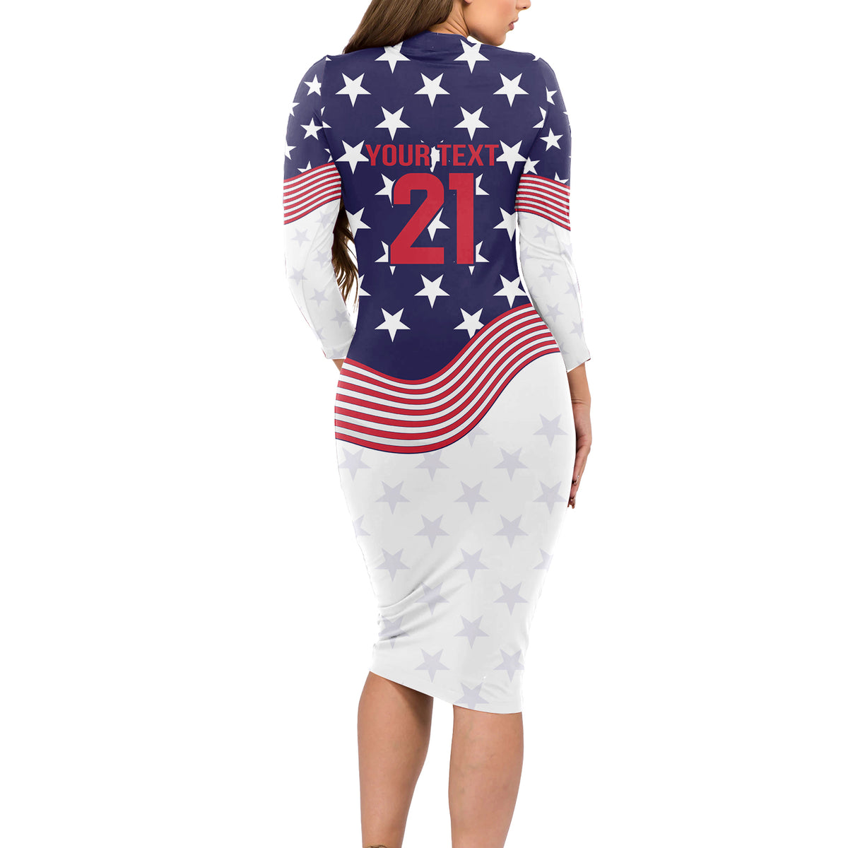 United States Cricket World Cup 2024 Long Sleeve Bodycon Dress USA Badge Eagle Make Champions - Wonder Print Shop