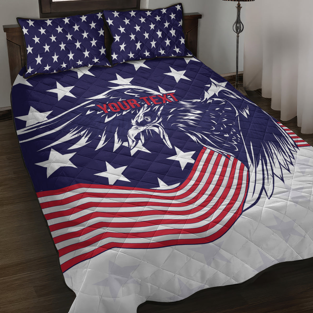 United States Cricket World Cup 2024 Quilt Bed Set USA Badge Eagle Make Champions - Wonder Print Shop