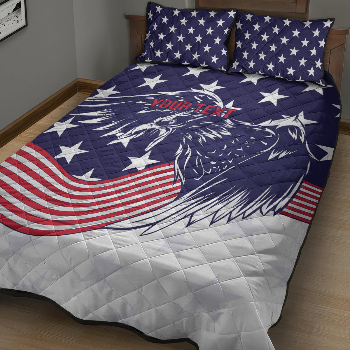 United States Cricket World Cup 2024 Quilt Bed Set USA Badge Eagle Make Champions - Wonder Print Shop