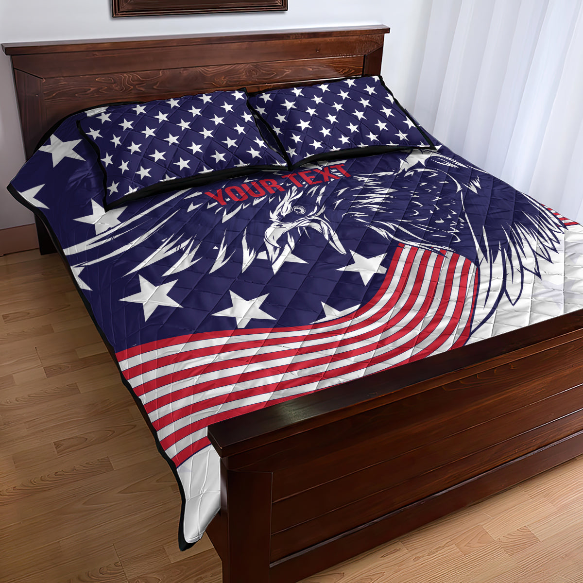 United States Cricket World Cup 2024 Quilt Bed Set USA Badge Eagle Make Champions - Wonder Print Shop