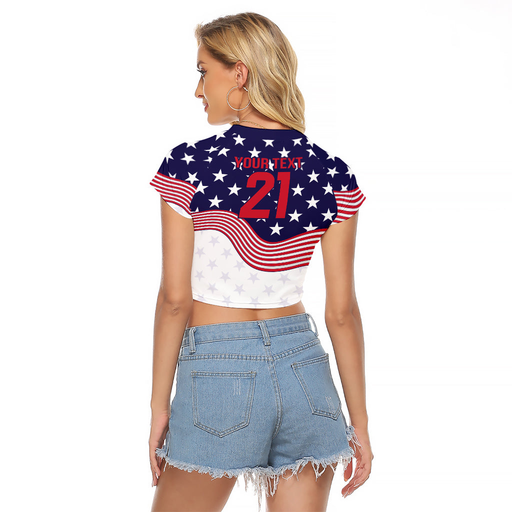 United States Cricket World Cup 2024 Raglan Cropped T Shirt USA Badge Eagle Make Champions - Wonder Print Shop