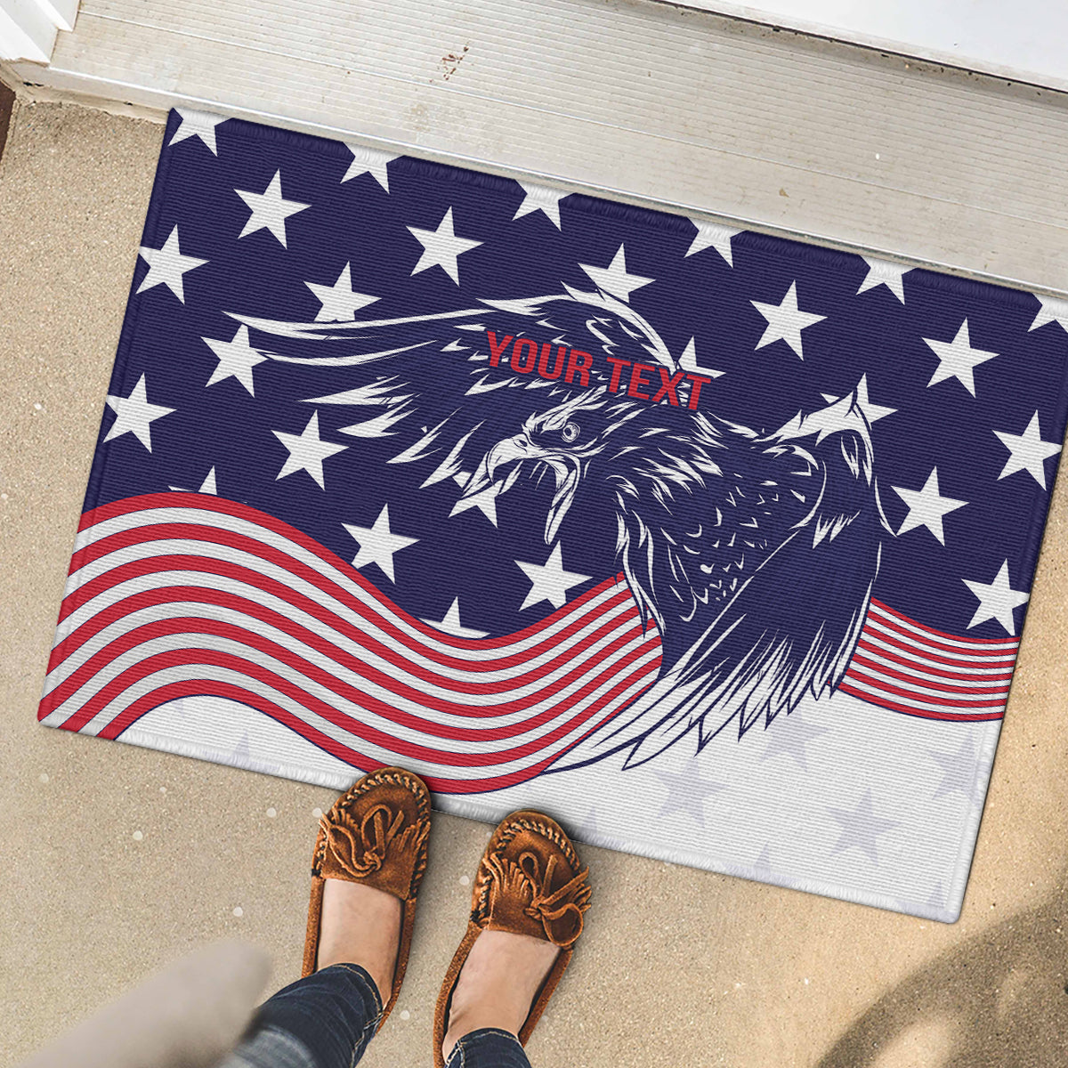United States Cricket World Cup 2024 Rubber Doormat USA Badge Eagle Make Champions - Wonder Print Shop