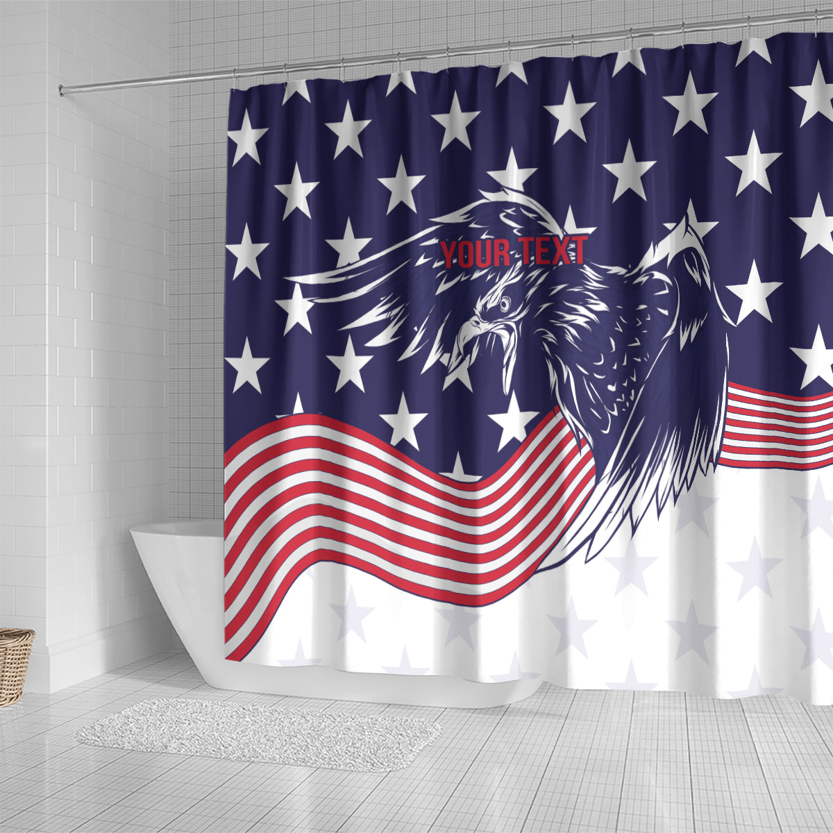 United States Cricket World Cup 2024 Shower Curtain USA Badge Eagle Make Champions