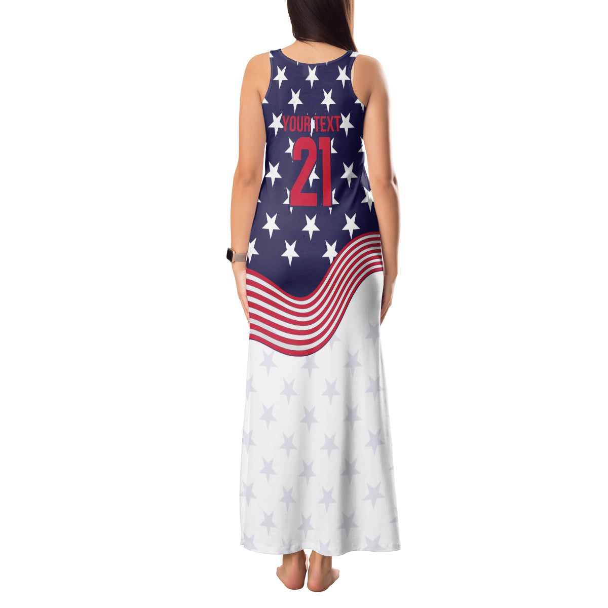 United States Cricket World Cup 2024 Tank Maxi Dress USA Badge Eagle Make Champions - Wonder Print Shop