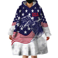 United States Cricket World Cup 2024 Wearable Blanket Hoodie USA Badge Eagle Make Champions - Wonder Print Shop