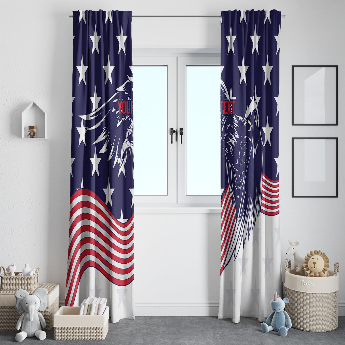 United States Cricket World Cup 2024 Window Curtain USA Badge Eagle Make Champions - Wonder Print Shop